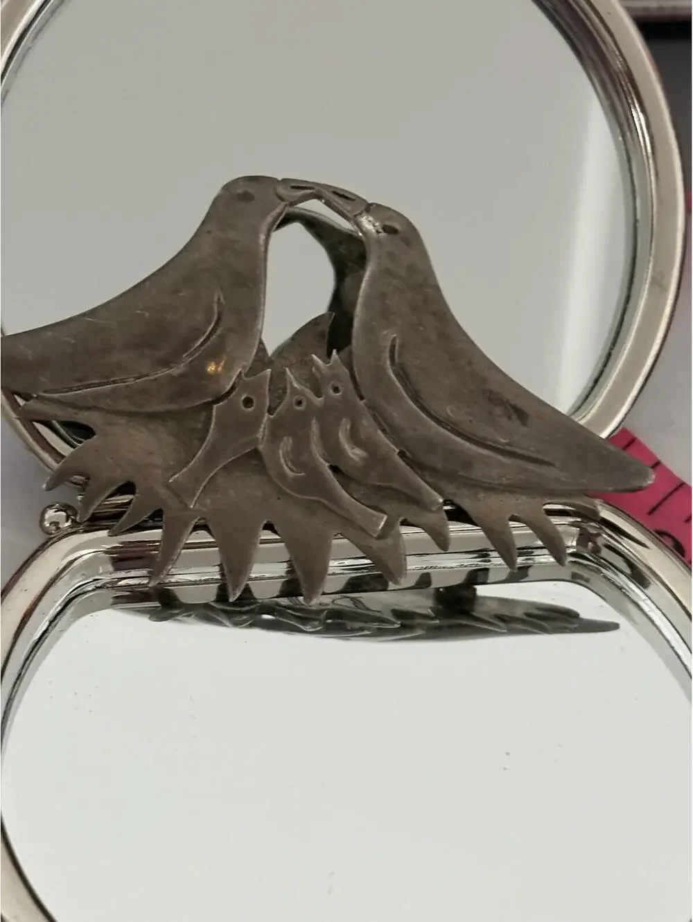 Bird Family Sterling 925 Brooch - Picture 2 of 10